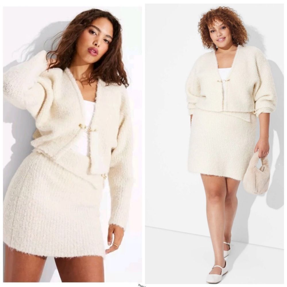 Wild Fable Cream White Knit Boucle Cardigan Sweater XXL